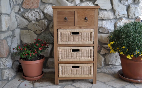 TB-2130C  Anderson Teak - Safari with Drawers & Rattan Baskets
