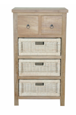 TB-2130C  Anderson Teak - Safari with Drawers & Rattan Baskets