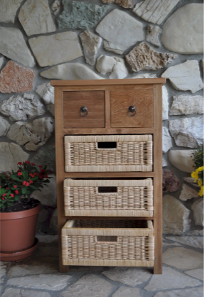 TB-2130C  Anderson Teak - Safari with Drawers & Rattan Baskets