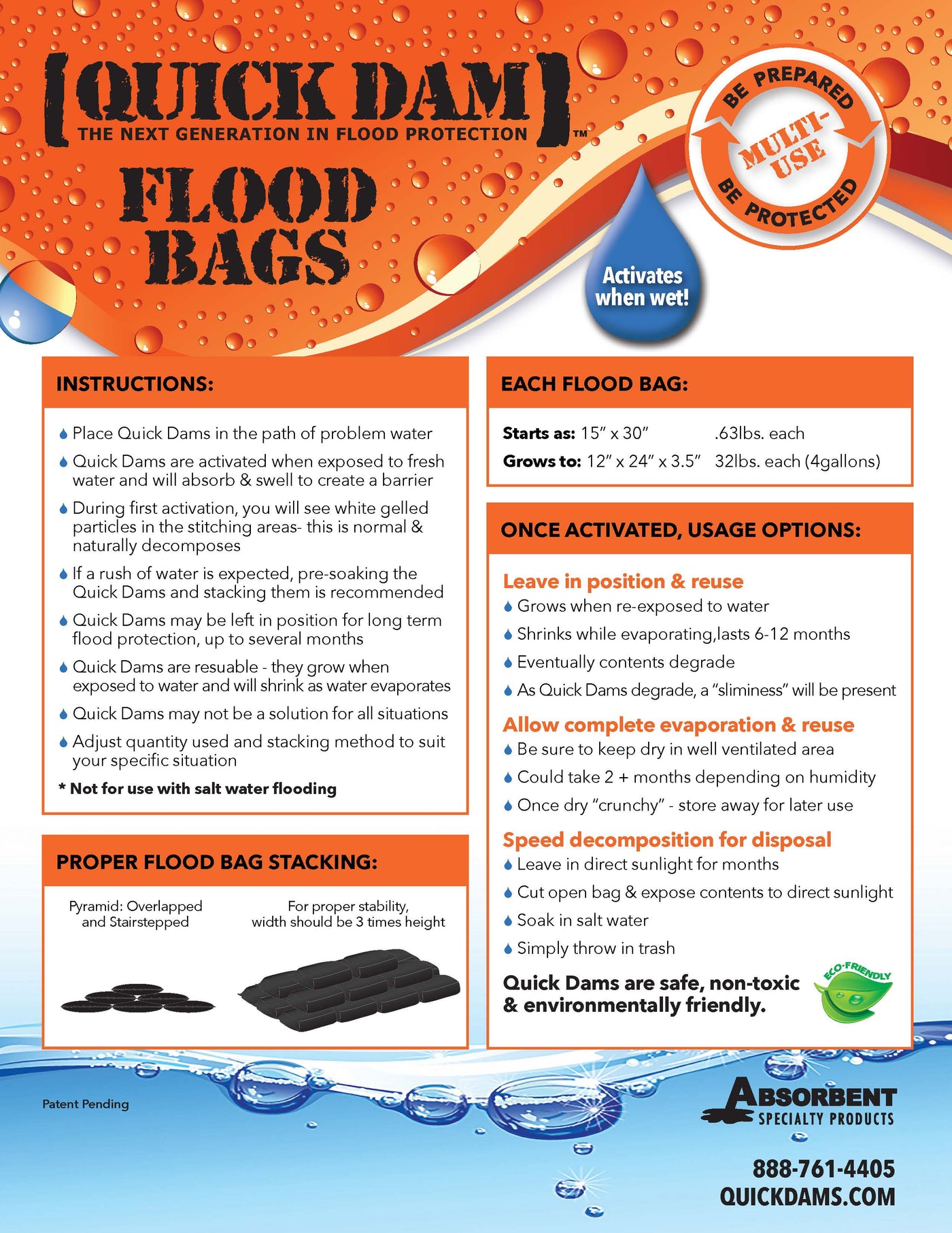 Quick Dam Flood Bags