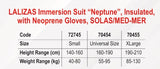 LALIZAS Immersion Suit 'Neptune' Universal, XLarge, Small, Insulated - with neoprene gloves