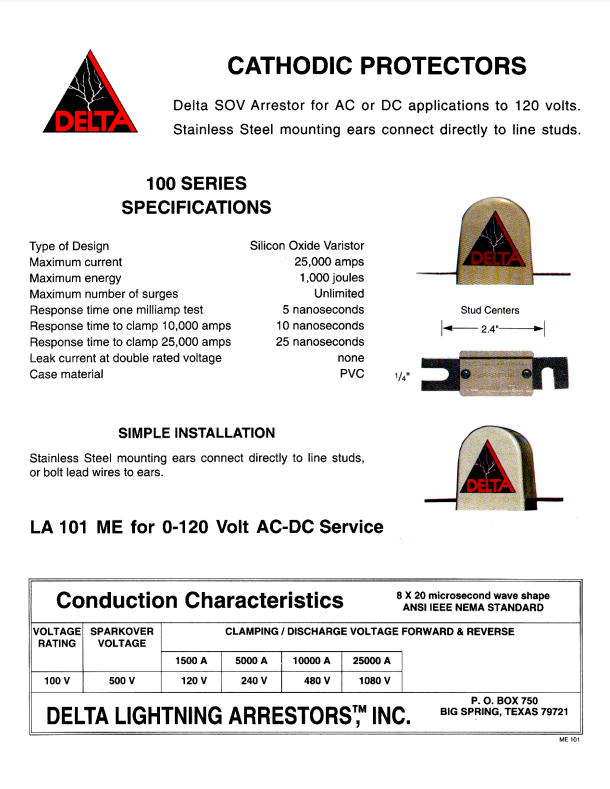 LA101ME  DC metal ears, 0-100 volts