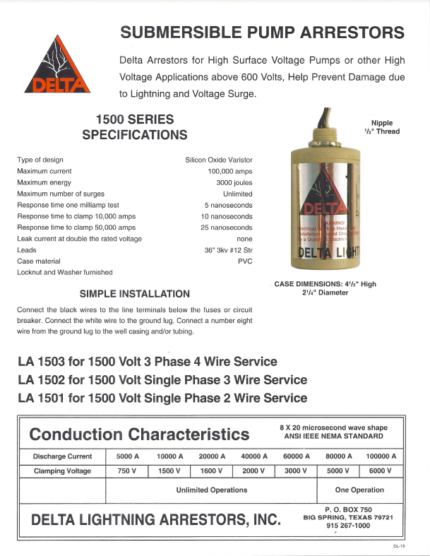 LA1503  4 wire three phase: 36" leads, 0-1500 volts