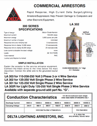 LA302  3 wire single phase: 36" leads, 0-300 volts