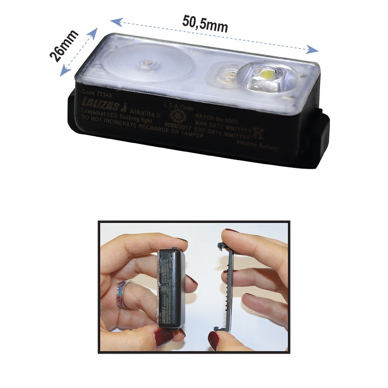 72348  LALIZAS Lifejacket LED flashing light "Alkalite II" ON-OFF water activated