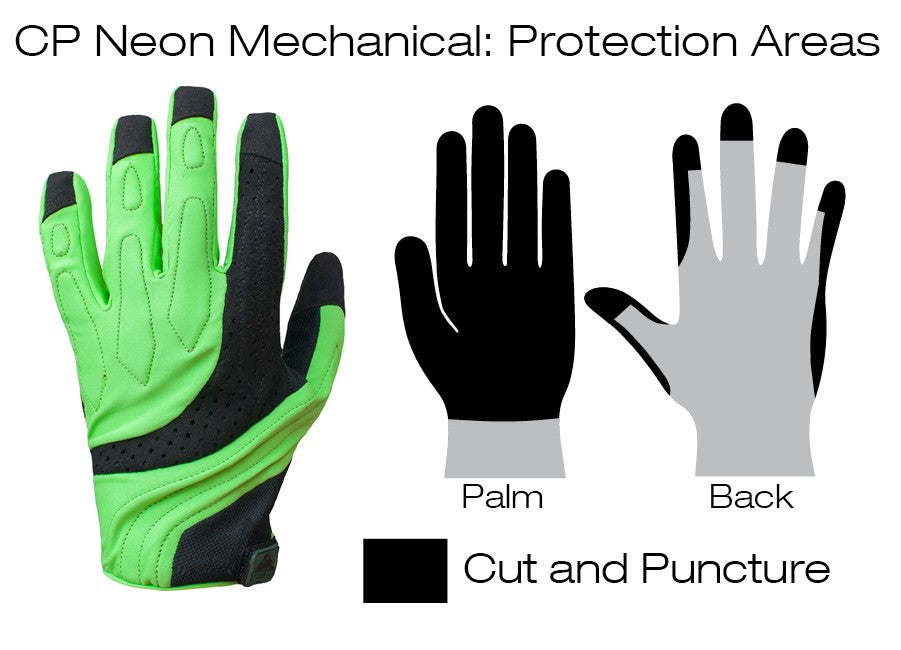 CPM-33A High Vis MEC CP 330 Mechanics Work Gloves Size XS-XXL