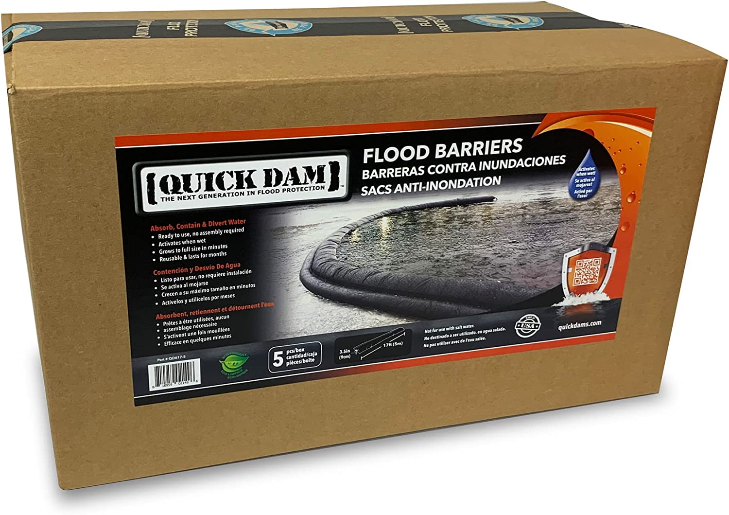 Quick Dam Flood Barrier 17 ft long