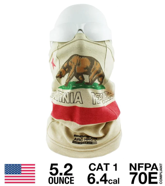 CAT 1 FR CALIFORNIA FLAG BEIGE FACE GAITER