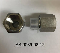 SS-9039-08-12 Titan Fittings Hydraulic Fitting, Reducing adaptor 1/2" Male BSPP by 3/4" Fixed Female BSPP