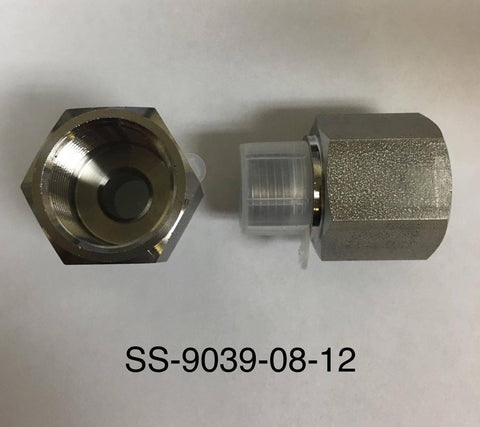 SS-9039-08-12 Titan Fittings Hydraulic Fitting, Reducing adaptor 1/2" Male BSPP by 3/4" Fixed Female BSPP